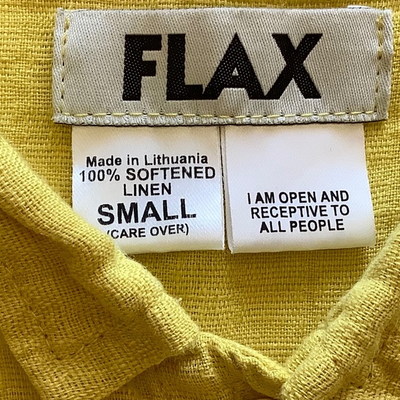 Flax 100% Linen Oversized Button Down Canary Yellow Shirt Small - Picture 5 of 9